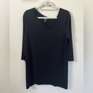 Clara Sun Woo Angle Neck Black Top 3/4 Sleeve Lightweight Size Medium